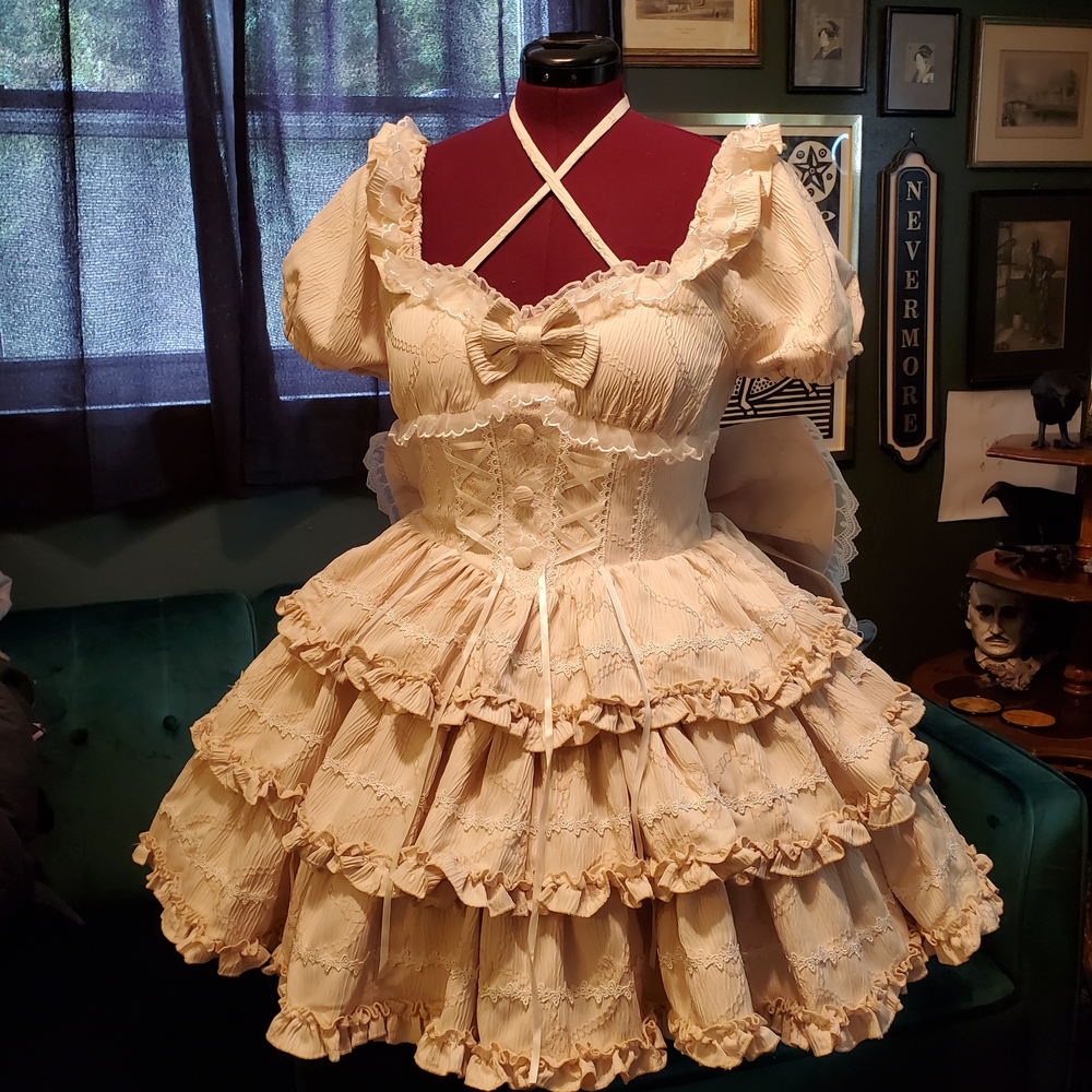 Elegant Cream Ruffled Dress